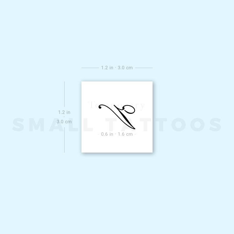Letter V Script Temporary Tattoo (Set of 3)