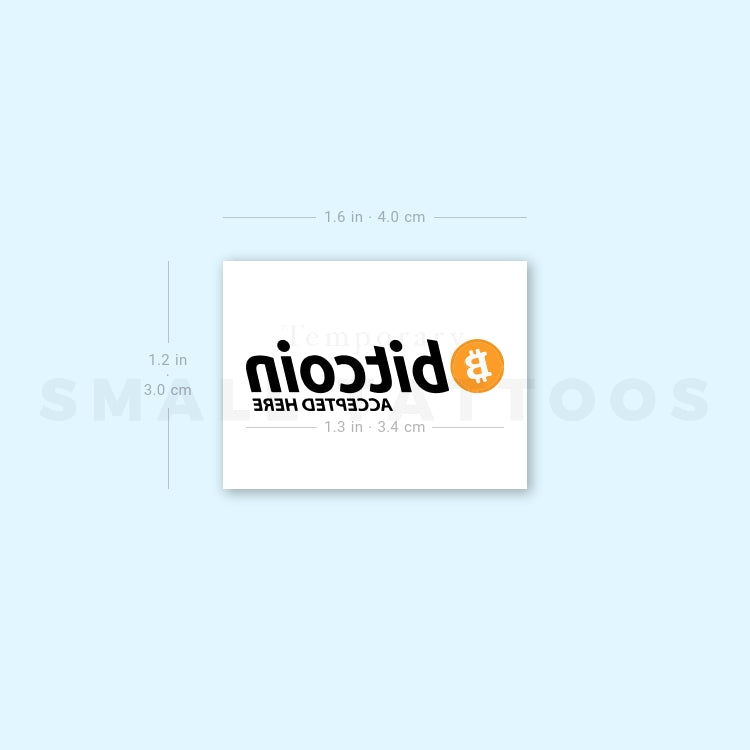 Tatuaje temporal "Aquí se acepta Bitcoin" (juego de 3)