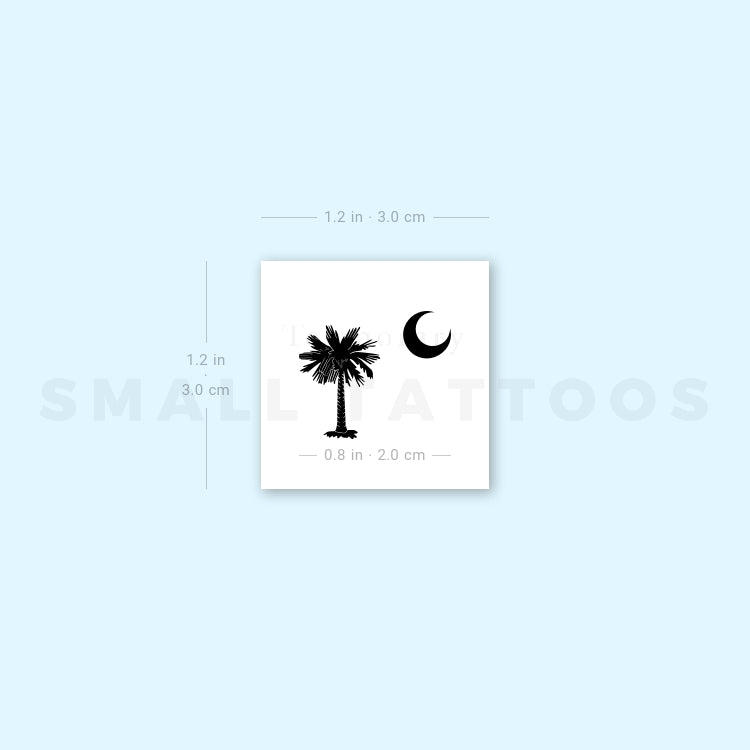 Small Palm Tree And Crescent Temporary Tattoo (Set of 3)