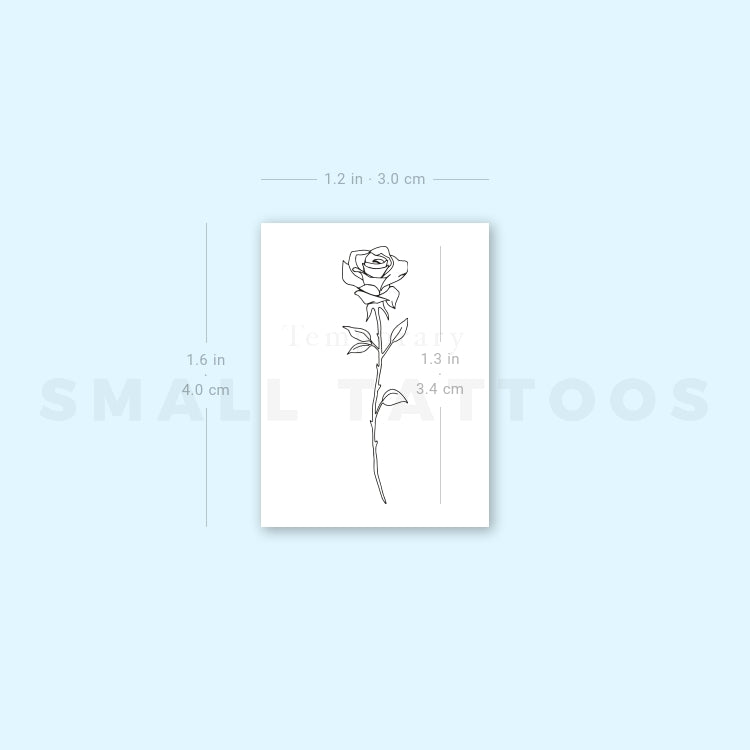 Fine Line Rose Temporary Tattoo (Set of 3)