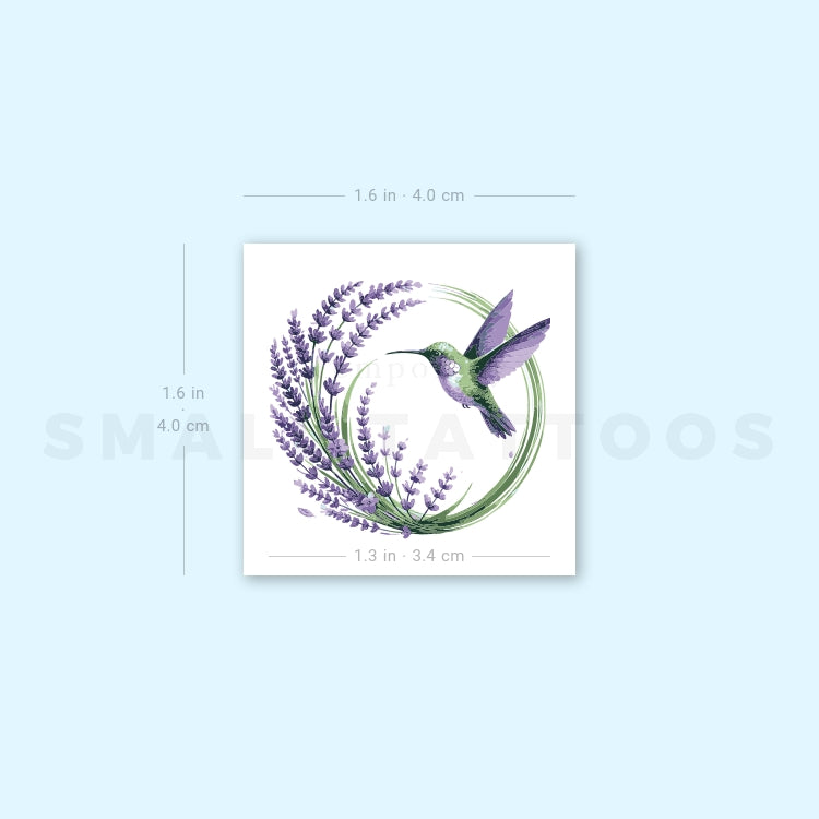 Watercolor Hummingbird And Lavender Temporary Tattoo (Set of 3)