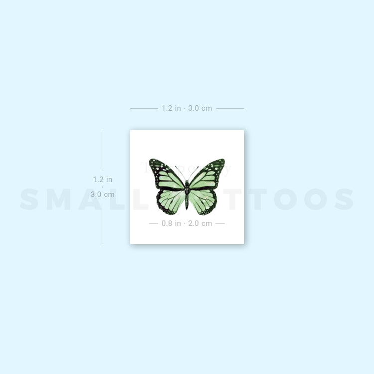 Green Butterfly Temporary Tattoo (Set of 3)
