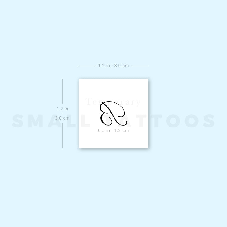 Letter B Script Temporary Tattoo (Set of 3)