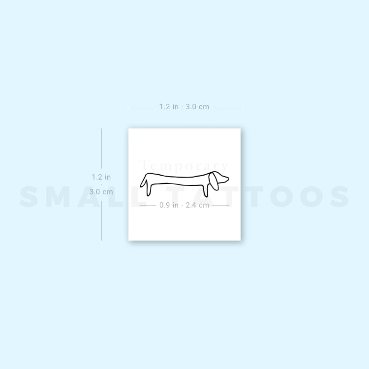 Tatuaje temporal minimalista de perro salchicha (juego de 3)