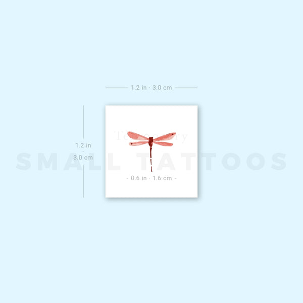 Red Watercolor Dragonfly Temporary Tattoo (Set of 3)