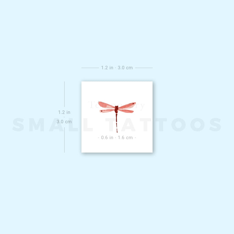 Red Watercolor Dragonfly Temporary Tattoo (Set of 3)