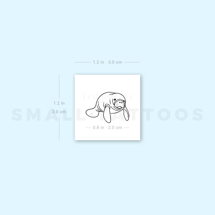 Small Manatee Temporary Tattoo (Set of 3)