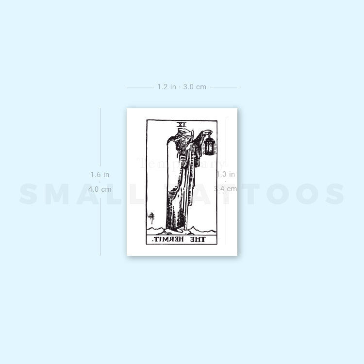 Small The Hermit Tarot Card Temporary Tattoo (Set of 3)