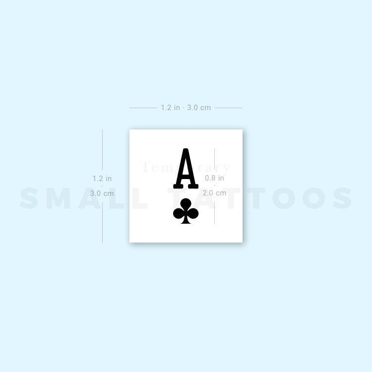 Ace Of Clubs Temporary Tattoo (Set of 3)