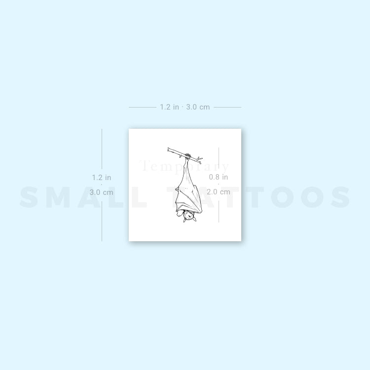 Fine Line Sleeping Bat Temporary Tattoo (Set of 3)