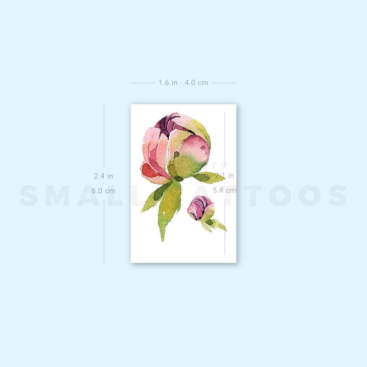 Tatuaje temporal "Peony Buds" de Ann Lilya (juego de 3)