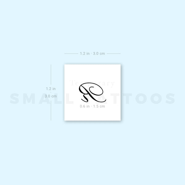 Letter R Script Temporary Tattoo (Set of 3)