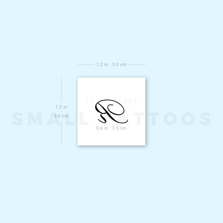 Letter R Script Temporary Tattoo (Set of 3)