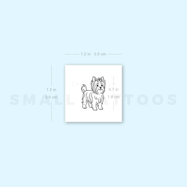Fine Line Yorkshire Terrier Temporary Tattoo (Set of 3)