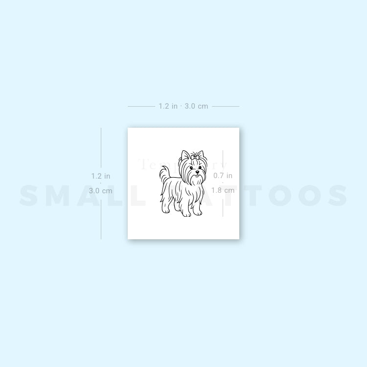Fine Line Yorkshire Terrier Temporary Tattoo (Set of 3)