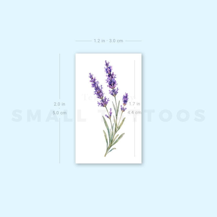 Lavender Flower Temporary Tattoo (Set of 3)