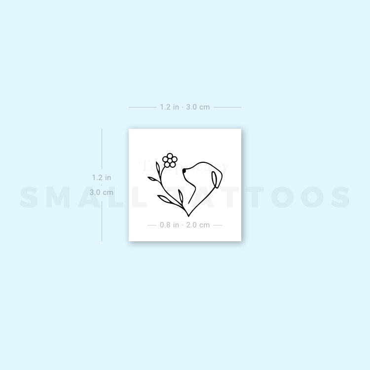Dogs Love Flowers Temporary Tattoo (Set of 3)