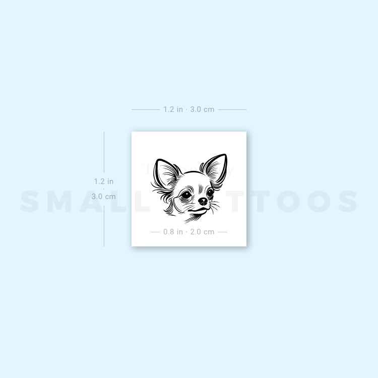 Chihuahua Portrait Temporary Tattoo (Set of 3)