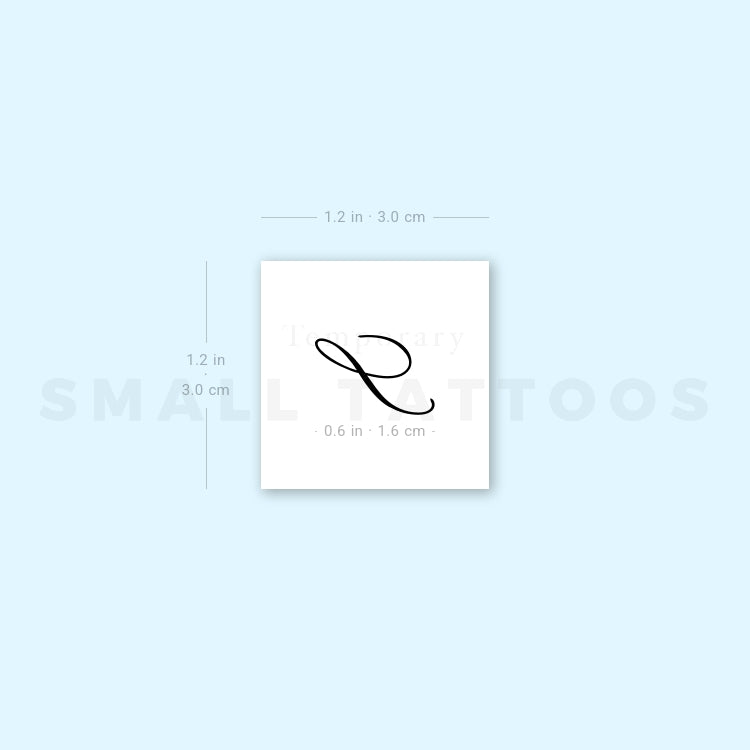 Letter S Script Temporary Tattoo (Set of 3)