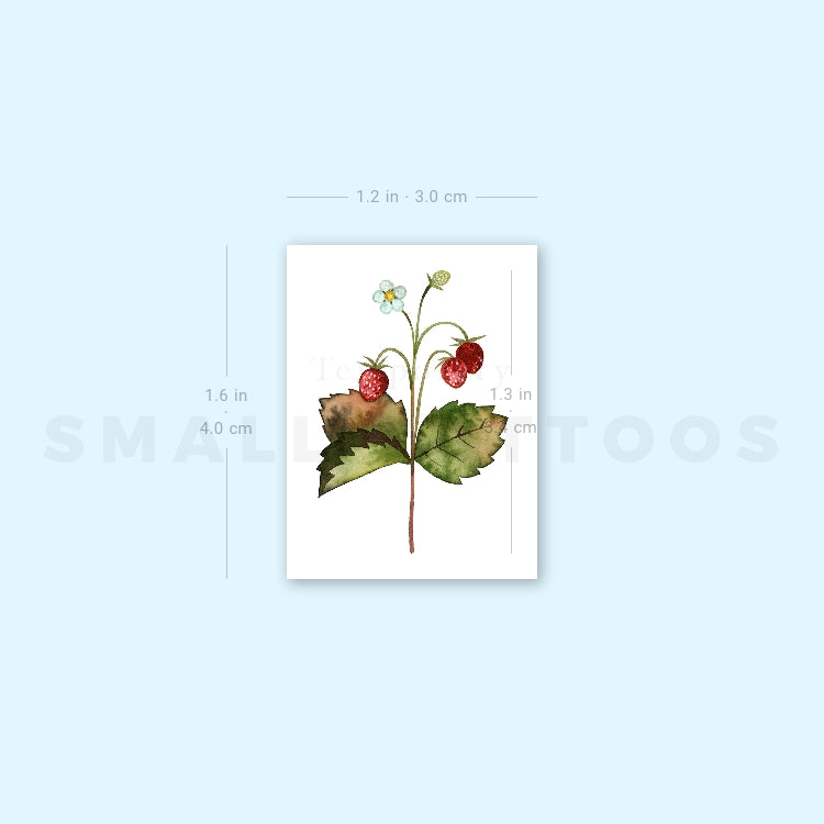 Small Wild Strawberries By Ann Lilya Temporary Tattoo (Set of 3)