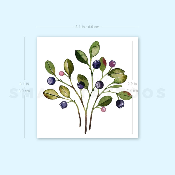 Blueberries By Ann Lilya Temporary Tattoo (Set of 3)