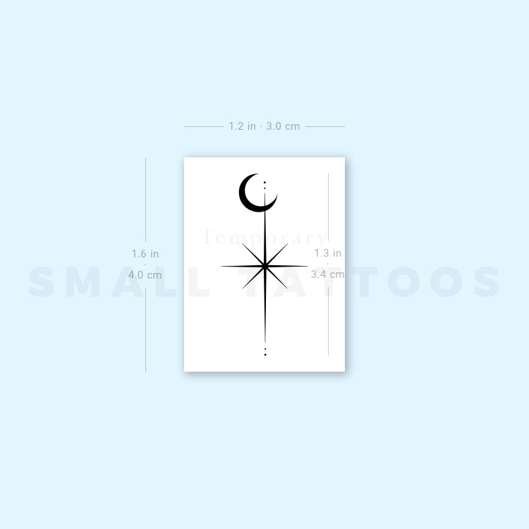 Tatuaje temporal de estrella del norte y luna (juego de 3)