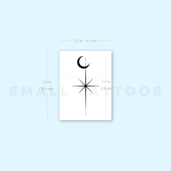 North Star And Moon Temporary Tattoo (Set of 3)