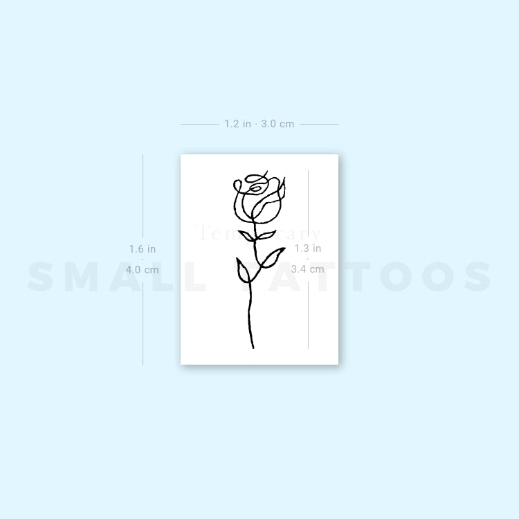 Tatuaje temporal de rosa de una sola línea (juego de 3)