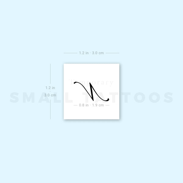 Letter N Script Temporary Tattoo (Set of 3)