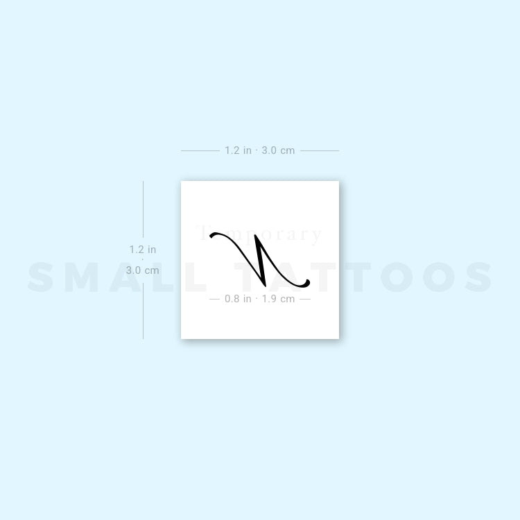 Letter N Script Temporary Tattoo (Set of 3)
