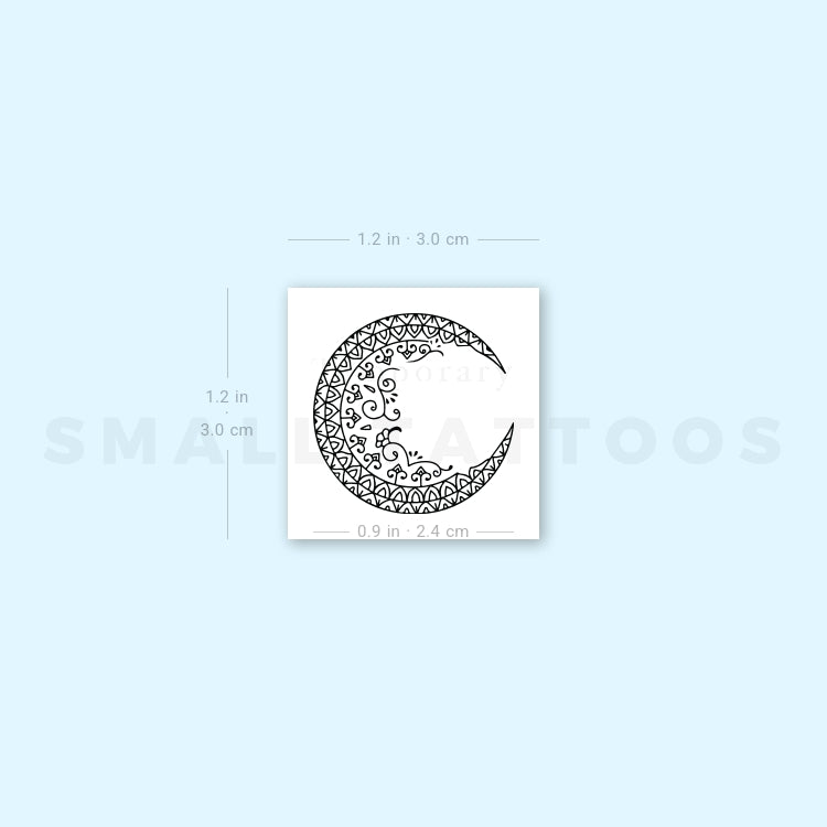 Small Ornamental Moon Temporary Tattoo (Set of 3)