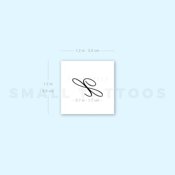Letter X Script Temporary Tattoo (Set of 3)