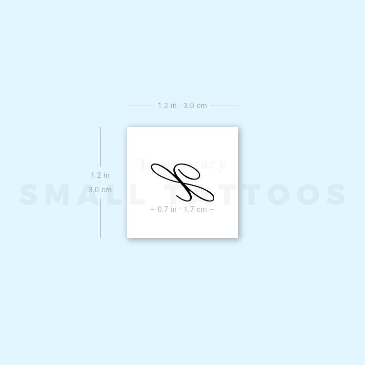 Letter X Script Temporary Tattoo (Set of 3)