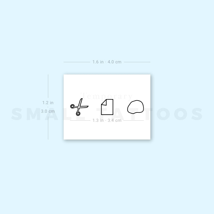 Rock Paper Scissors Temporary Tattoo (Set of 3)