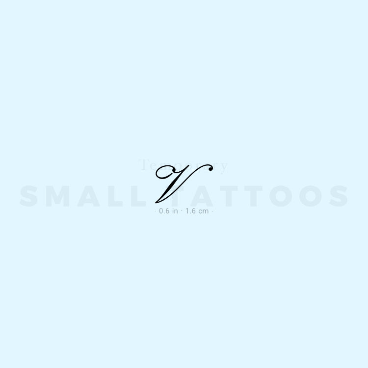 Letter V Script Temporary Tattoo (Set of 3)