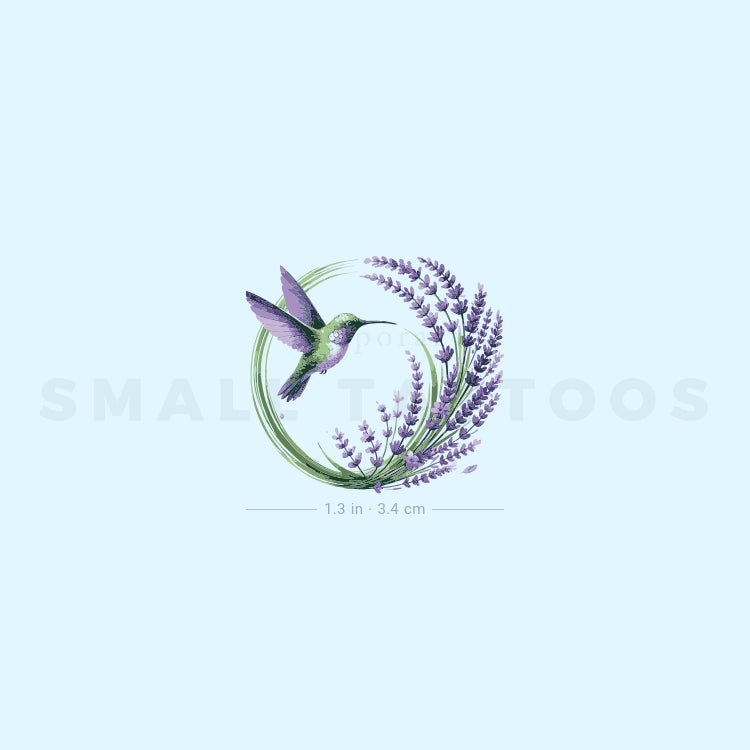 Watercolor Hummingbird And Lavender Temporary Tattoo (Set of 3)