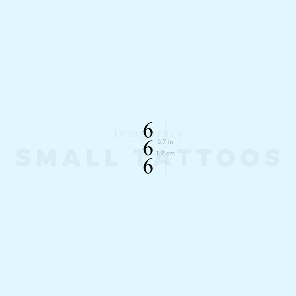 Small 666 Vertical Temporary Tattoo (Set of 3)