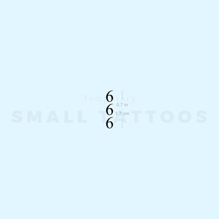 Small 666 Vertical Temporary Tattoo (Set of 3)