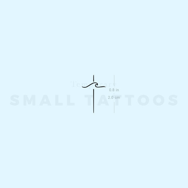 Small Wave Cross Temporary Tattoo (Set of 3)