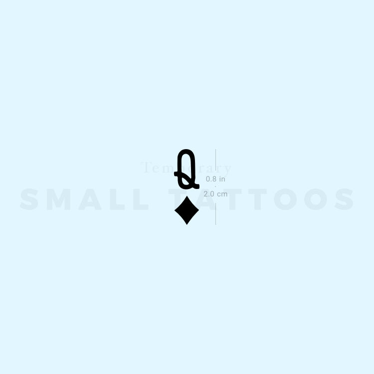 Black Queen Of Diamonds Temporary Tattoo (Set of 3)