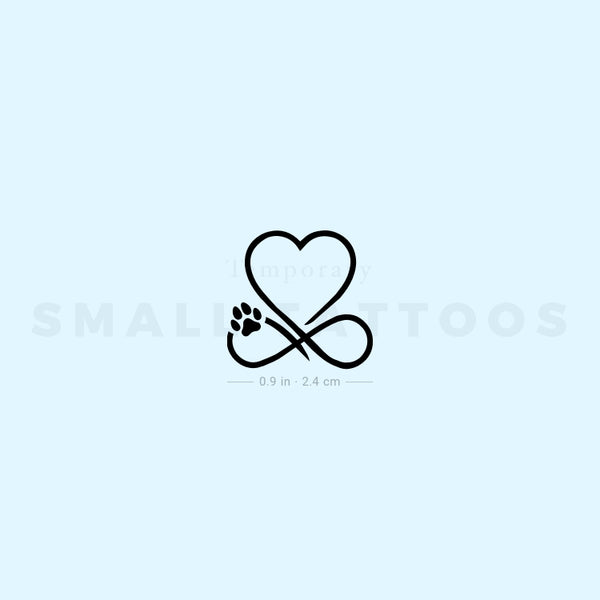 Infinity Heart And Dog Paw Print Temporary Tattoo (Set of 3)