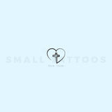 Single Line Heart And Cross Temporary Tattoo (Set of 3)