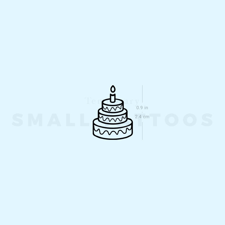 Birthday Cake Temporary Tattoo (Set of 3) – Small Tattoos