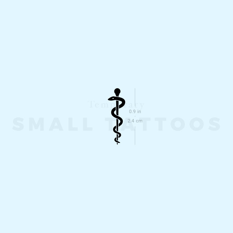 Rod Of Asclepius Temporary Tattoo (Set of 3)