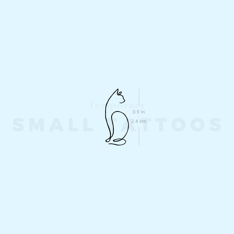 One Line Cat Temporary Tattoo (Set of 3)