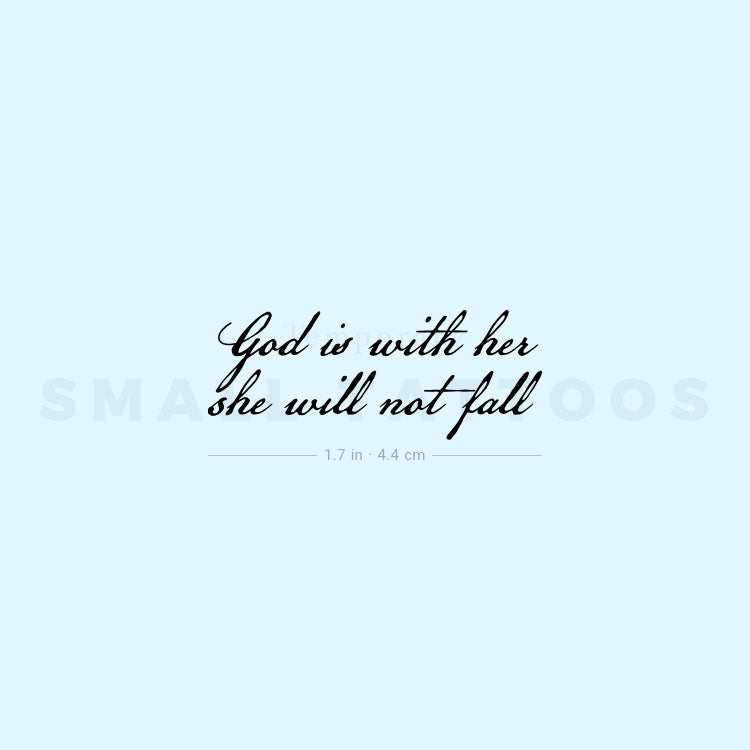 God Is With Her She Will Not Fall Temporary Tattoo (Set of 3)