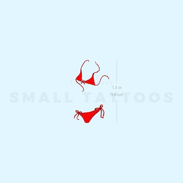 Red Bikini Temporary Tattoo (Set of 3)