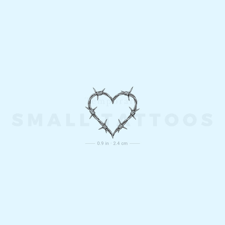 Heart Shaped Barbed Wire Temporary Tattoo (Set of 3)