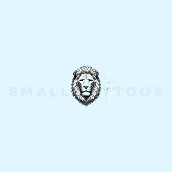 Small Black And Grey Lion Portrait Temporary Tattoo (Set of 3)