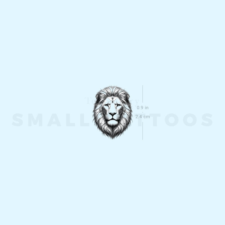 Small Black And Grey Lion Portrait Temporary Tattoo (Set of 3)